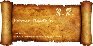 Mahrer Ramón névjegykártya